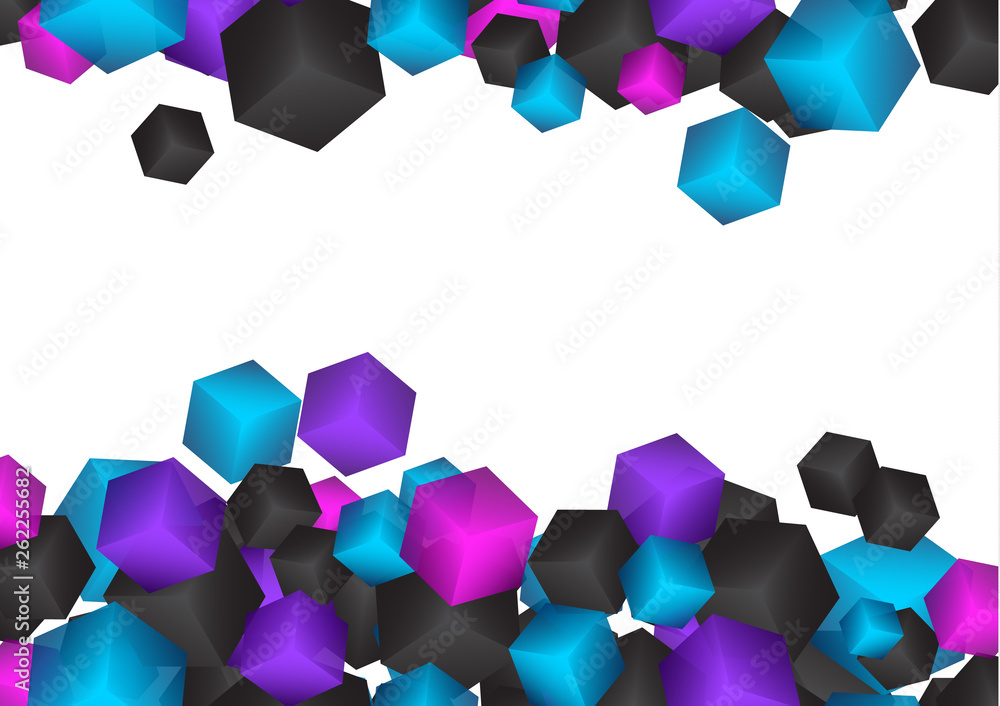 Aufkleber bright abstract background with randomly arranged multi-colored cubes.