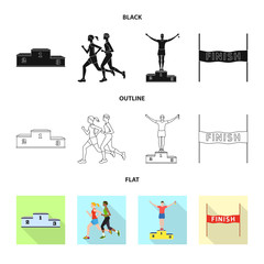 Isolated object of sport  and winner icon. Set of sport  and fitness  vector icon for stock.
