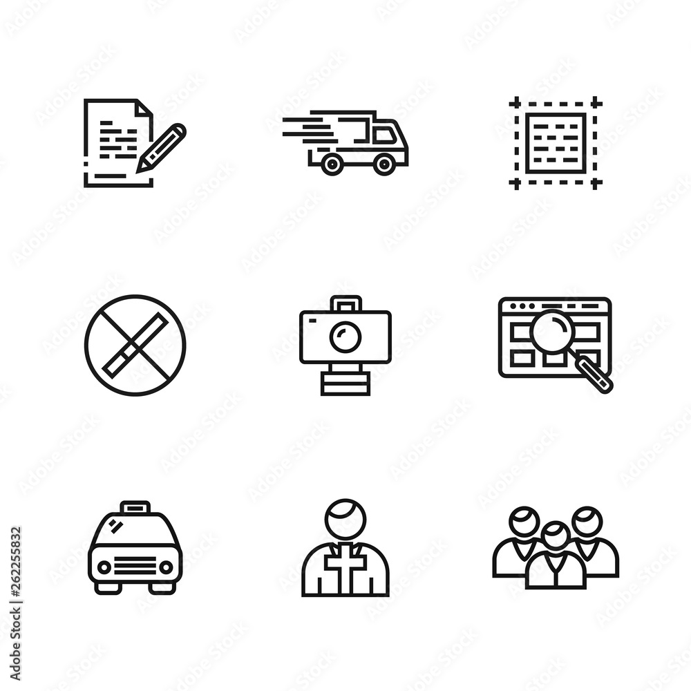 Poster 9 line icons set for web and user interface