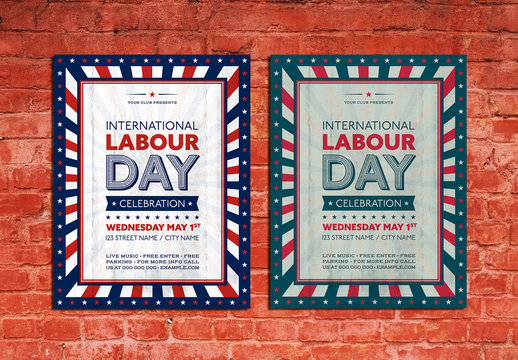 Happy Labor Day Poster Layout with Stars