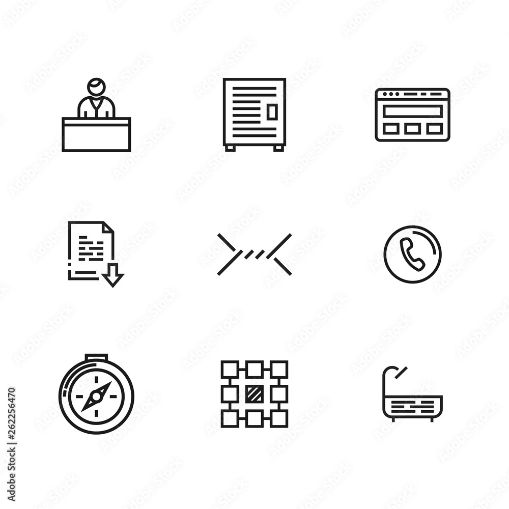 Poster 9 line icons set for web and user interface