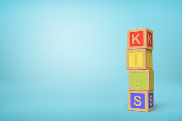 3d rendering of alphabet toy blocks on blue background.