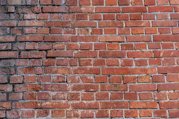 Old brick wall with cracks and scratches , background, texture	