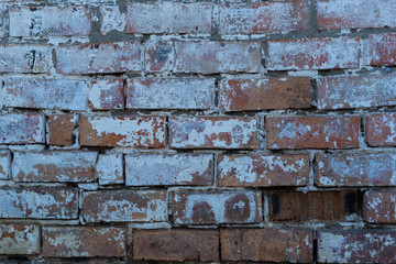 Old brick wall with cracks and scratches , background, texture	