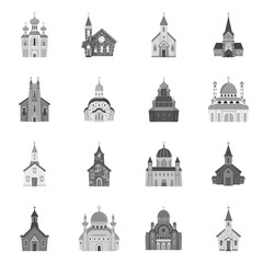 Vector design of architecture and faith symbol. Set of architecture and traditional stock symbol for web.
