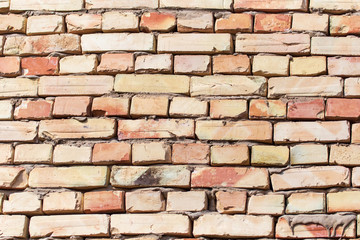 A wall of bricks in a house under construction as an abstract background