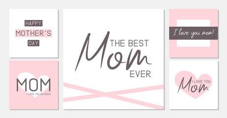 Set of greeting cards for Mother's Day.