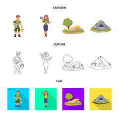 Vector illustration of nature  and fun  logo. Set of nature  and entertainment stock symbol for web.