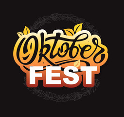 Happy OktoberFest - cute lettering Label Banner