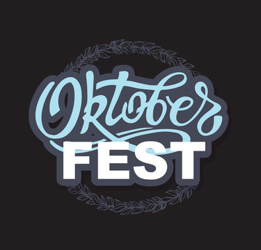 Happy OktoberFest - cute lettering Label Banner
