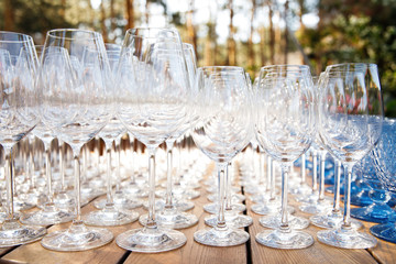 Serving, empty glasses at aperitif