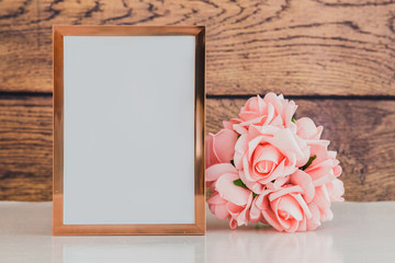 vintage background with roses and frame