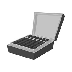 Vector illustration of cigar and box sign. Collection of cigar and pack  vector icon for stock.