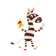 Fototapeta na wymiar Vector set of cartoon funny zebra isolated on white background.