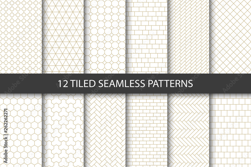 Fototapete vector set of tiled seamless patterns. collection of geometric linear modern patterns. patterns adde