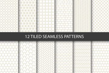Vector set of tiled seamless patterns. Collection of geometric linear modern patterns. Patterns added to the swatch panel.