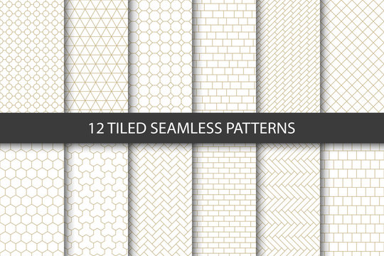 Vector set of tiled seamless patterns. Collection of geometric linear modern patterns. Patterns added to the swatch panel.