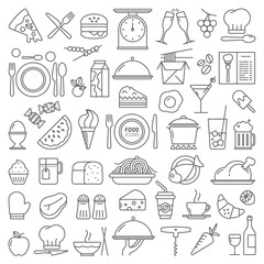 Outline food icons set for web and applications