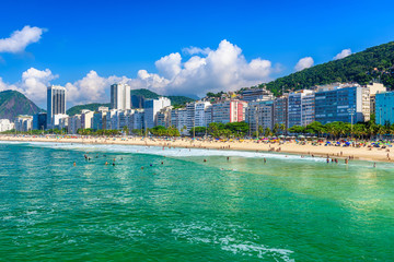 Copacabana beach in Rio de Janeiro, Brazil. Copacabana beach is the most famous beach in Rio de...
