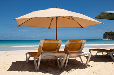 Caribbean sea colors: amazing wild public beach in the Dominican Republic: Playa Macao