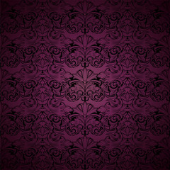 dark purple and black vintage background, royal with classic Baroque pattern, Rococo with darkened edges background, card, invitation, banner. vector illustration EPS 10