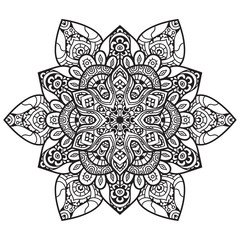 Black and white mandala vector isolated on white. Vector hand drawn circular decorative element.