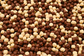 Chocolate corn flakes  as a background.