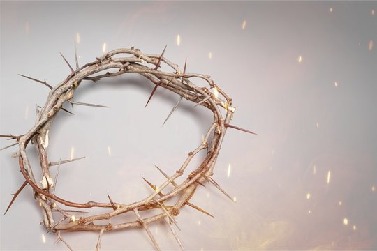 Crown of thorns on background ,represents Jesus's Crucifixion on the Cross, dying and then rising on Easter Sunday.