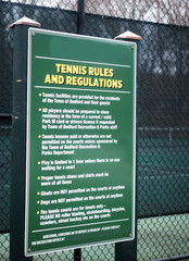 tennis rules regulation sign public town tennis courts Bedford, New York
