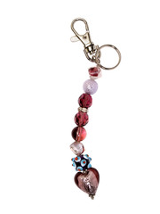 keyring heart with glass beads isolated on white background