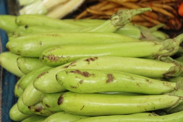 Fresh eggplant green organic at street food