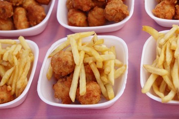 French fries and fried chicken nuggets delicious