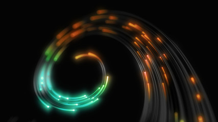black strings with glowing heads. 3d illustration