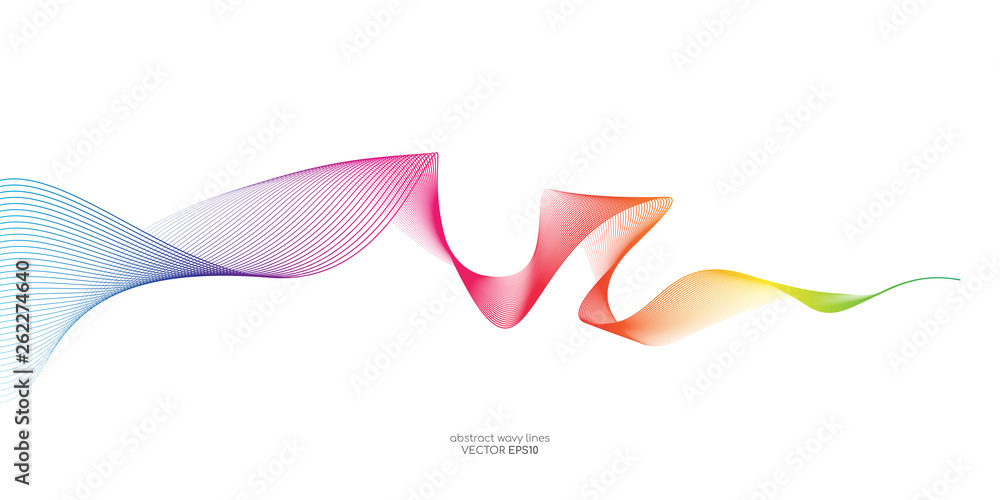 Aufkleber Abstract vector colorful wave line flowing isolated on white background for design elements in concept technology, music, science, A.I.