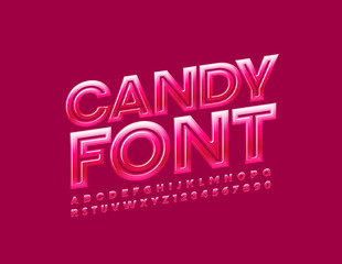 Vector bright Candy Font. Glossy Alphabet Letters and Numbers 