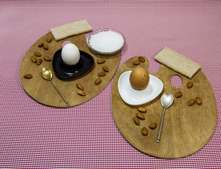 healthy breakfast, egg, almond, bread