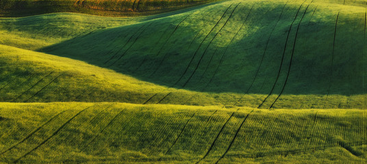 hilly field. picturesque hills. abstract spring field