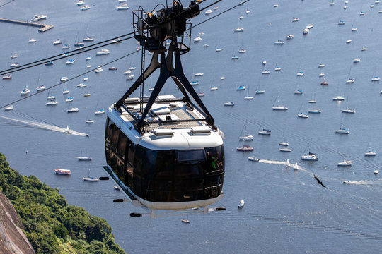 Sugar loaf cable car with botafogo cove view, rio de janeiro - Brazil