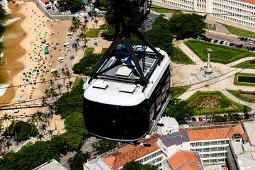 Fototapeta na wymiar Sugar loaf cable car with red beach view, rio de janeiro - Brazil