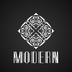 Beautiful emblem, badge for template logo in modern art deco style