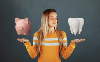 Dental care, tooth on hand