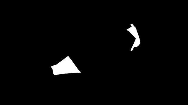 Papers flying in the wind on chroma key green screen, matte and shadows