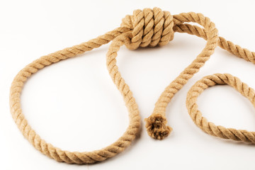 The gallows, a rope for hanging on a white background