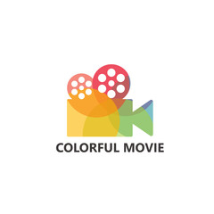 Colorful Movie Logo Template Design Vector, Emblem, Design Concept, Creative Symbol, Icon