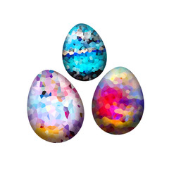 Set colorful easter eggs on white background