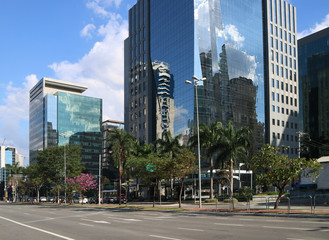 Sao Paulo, Brazil - June 24, 2018. Modern buildings of Faria Lima avenue.