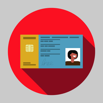 Spanish ID DNI flat icon with long shadow - Vector