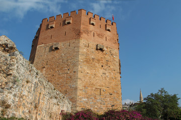 Fototapeta premium The Red Tower in Alania in Turkey