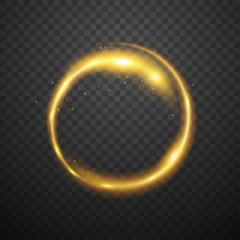 Glowing circle on dark transparent background