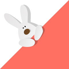 Easter Bunny in the right bottom on a Coral color background